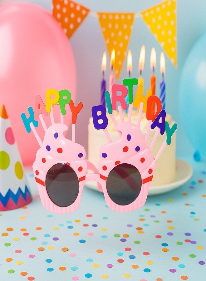 وي3 نظارات زينة لحفلات أعياد الميلاد للأطفال والكبار، مصنوعة من البلاستيك الملون بتصميم كب كيك، مرحة ومناسبة للصور (عبوة من 6 قطع؛ لون عشوائي). - Image 3